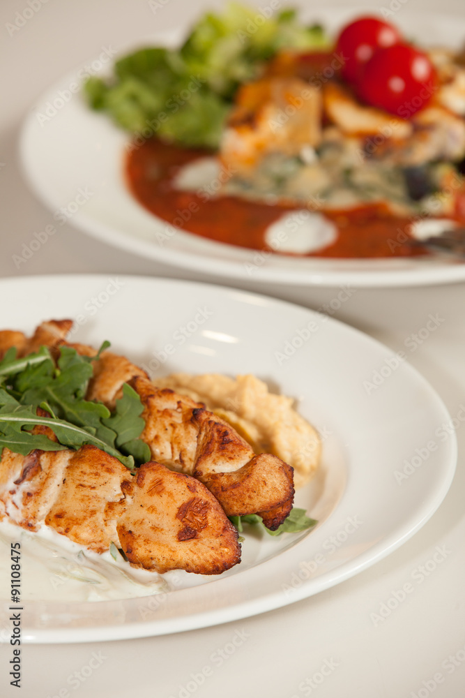 Grilled chicken skewers meal Grilled chicken skewers meal