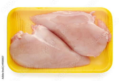 chicken meat package isolated on a white background
