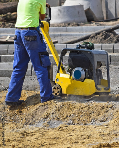 Working at the road construction