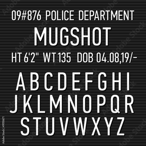 Police mugshot board sign alphabet