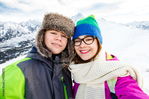 Winter vacation - teens in mountain 