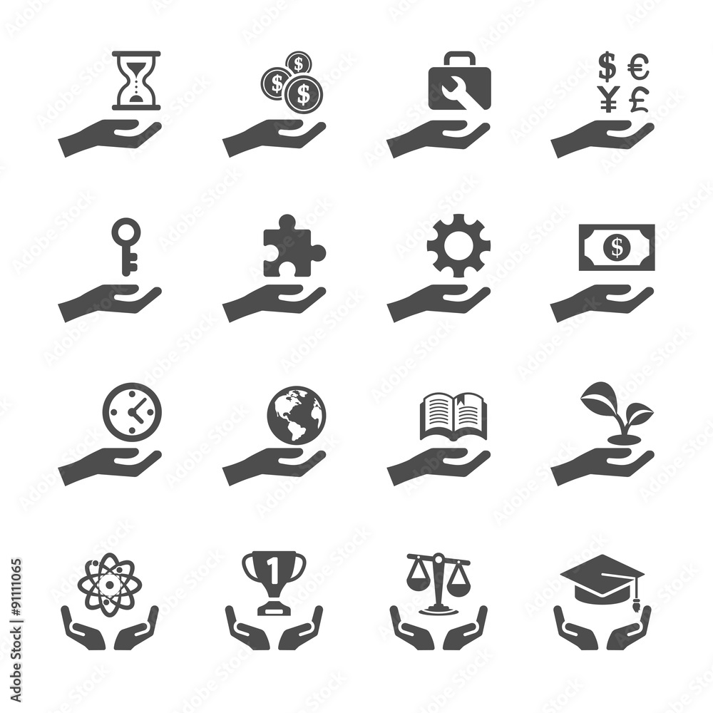 business and finance hand icon set 2, vector eps10