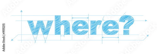 "WHERE?" Vector Overlapping Letters Icon