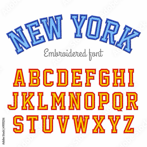 New York, embroidered sport style font