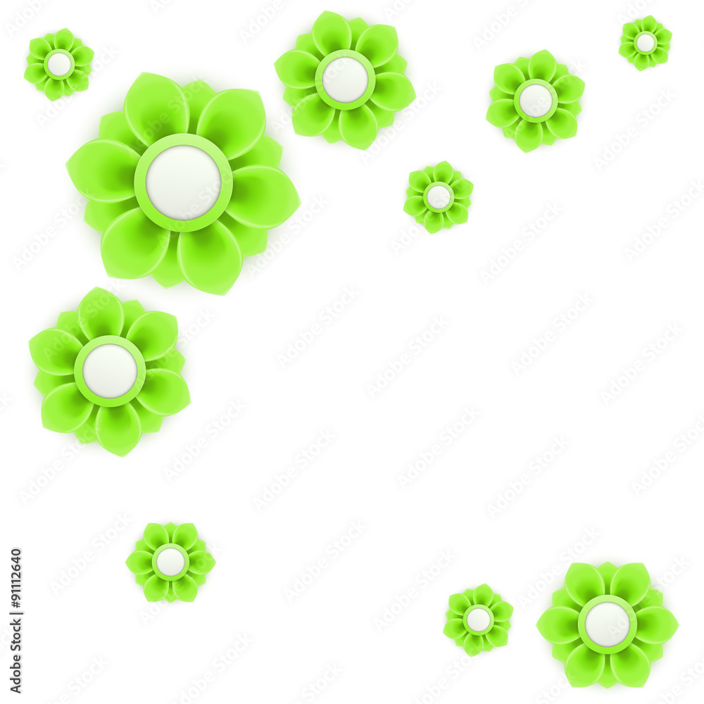 Fototapeta premium Greeting card or background with green flowers