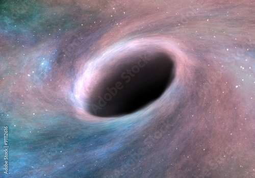 Bilde på lerret Singularity of black hole is sucking matter of nebula