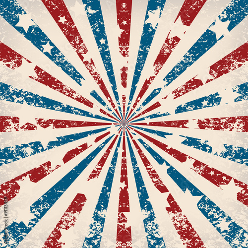  vintage star label on sunrays background