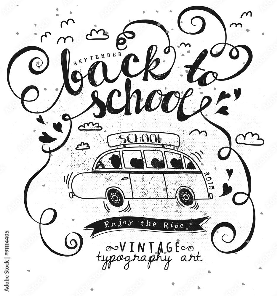 Back to School Vintage Typography Poster Black and white vintage