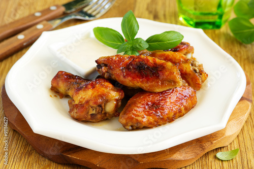 Baked in soy sauce chicken wings.