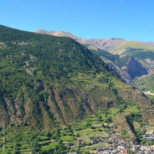 scenic mountains and the city in a mountain valley