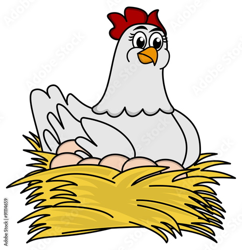 hen brooding eggs