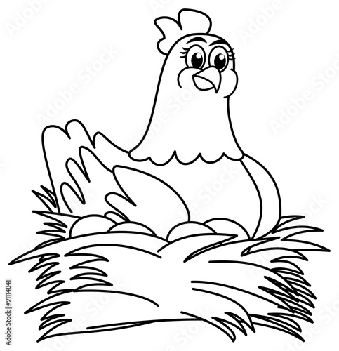 hen brooding eggs for coloring