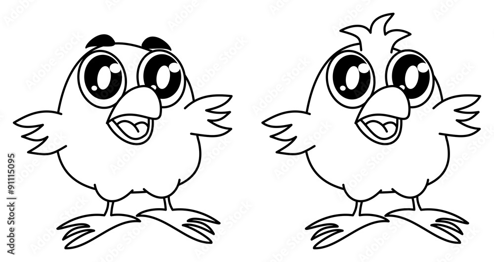Fototapeta premium small bird smiling for coloring