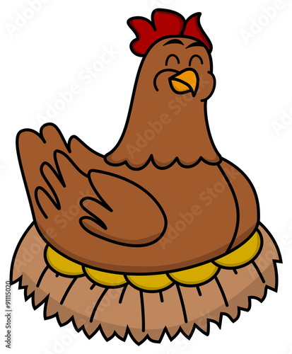 hen brooding eggs