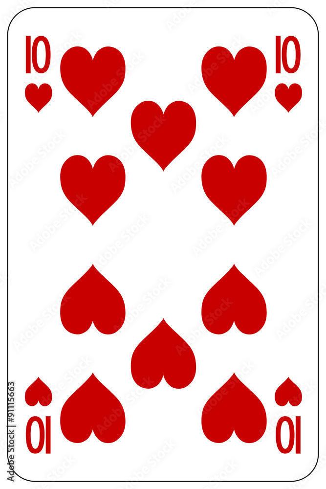 Poker playing card 10 heart
