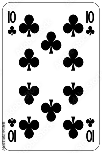 Poker playing card 10 club