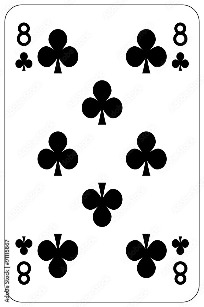 Poker playing card 8 club