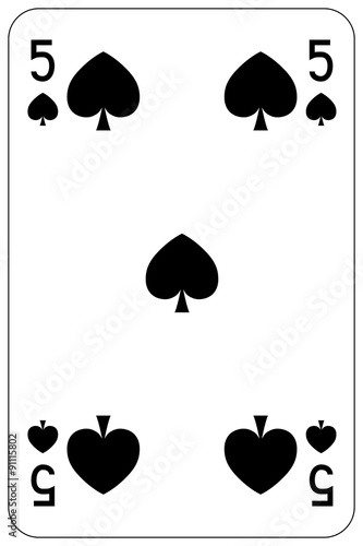 Poker playing card 5 spade