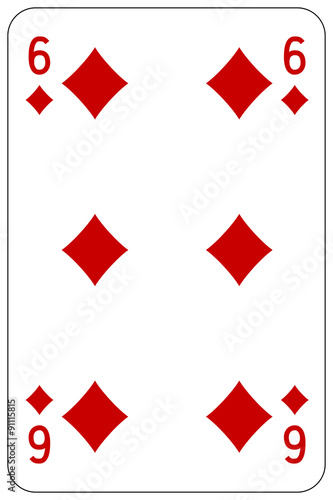 Poker playing card 6 diamond