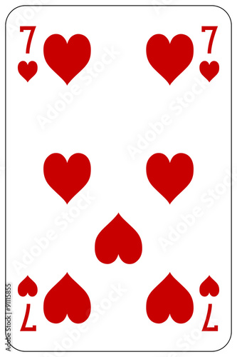 Poker playing card 7 heart