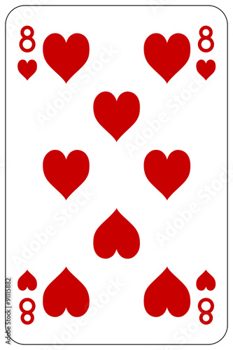 Poker playing card 8 heart
