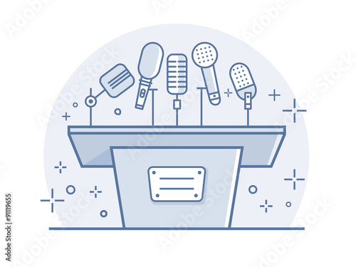 Tribune with microphones