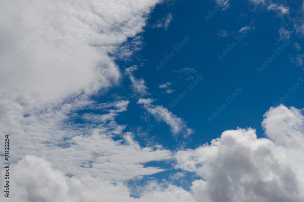 Blue sky with white clouds. Nature background.