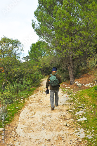 Hiker in Cerro Muriano, Córdoba province, Spain photo
