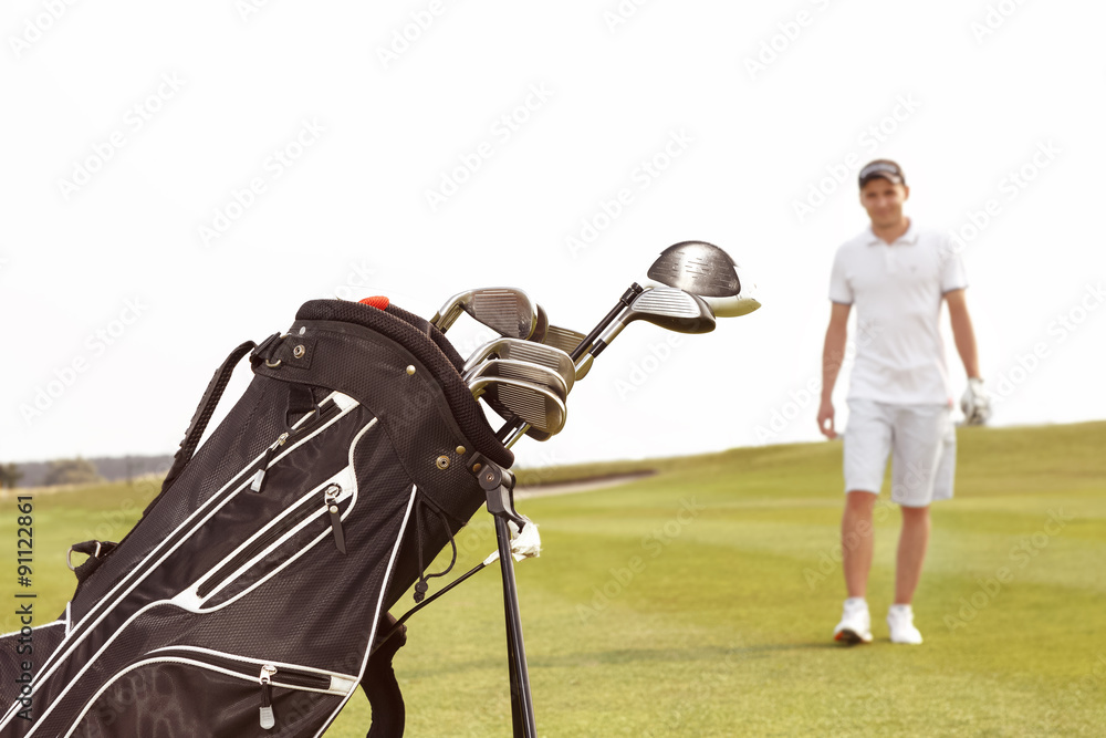 Obraz premium Bag with niblicks on the golf course