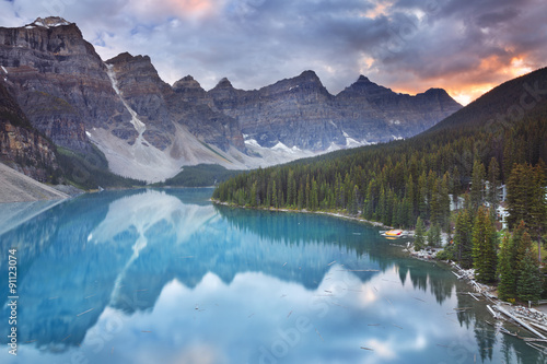 Moraine Lake at sunrise, Banff National Park, Canada