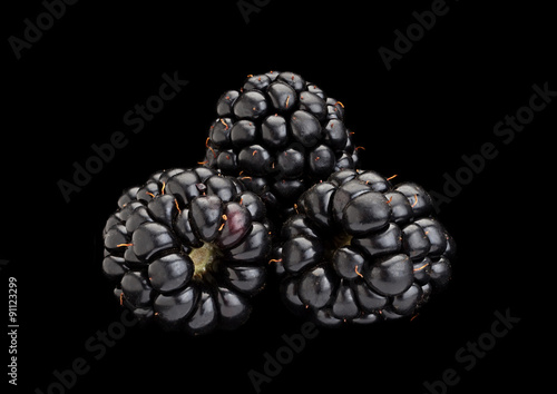 Blackberry fruit on black