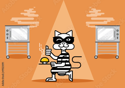 Cat stolen sweet from oven