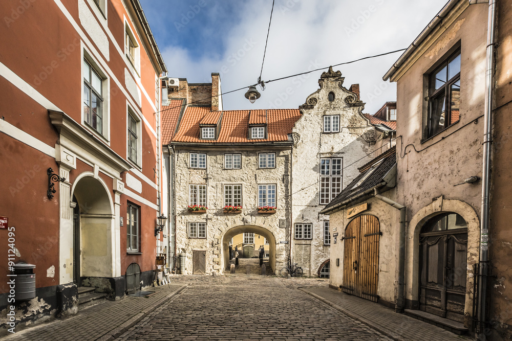 Swedish Gate in the old city of Riga, Latvia