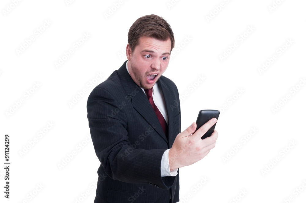Angry accountant or financial manager yelling on video call Angry accountant or financial manager yelling on video call