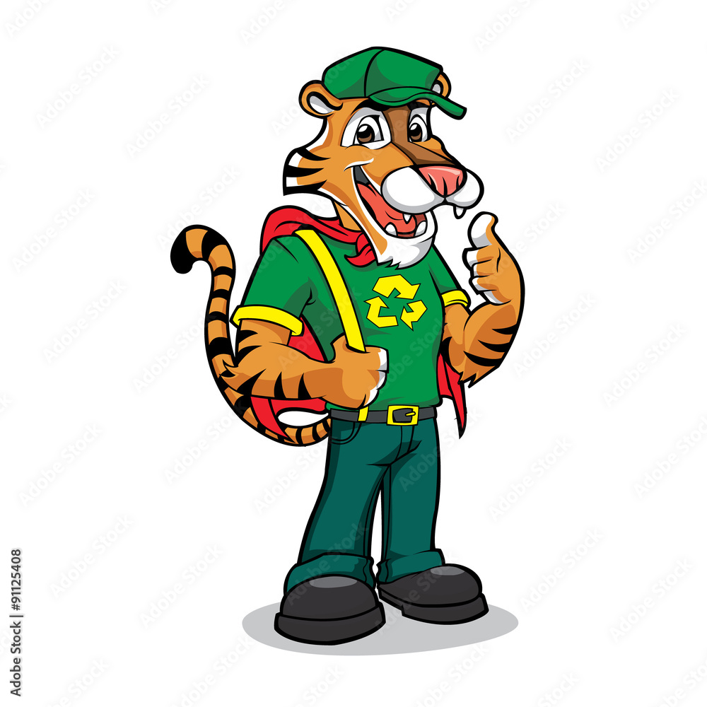 Obraz premium Funny carton Tiger Mascot