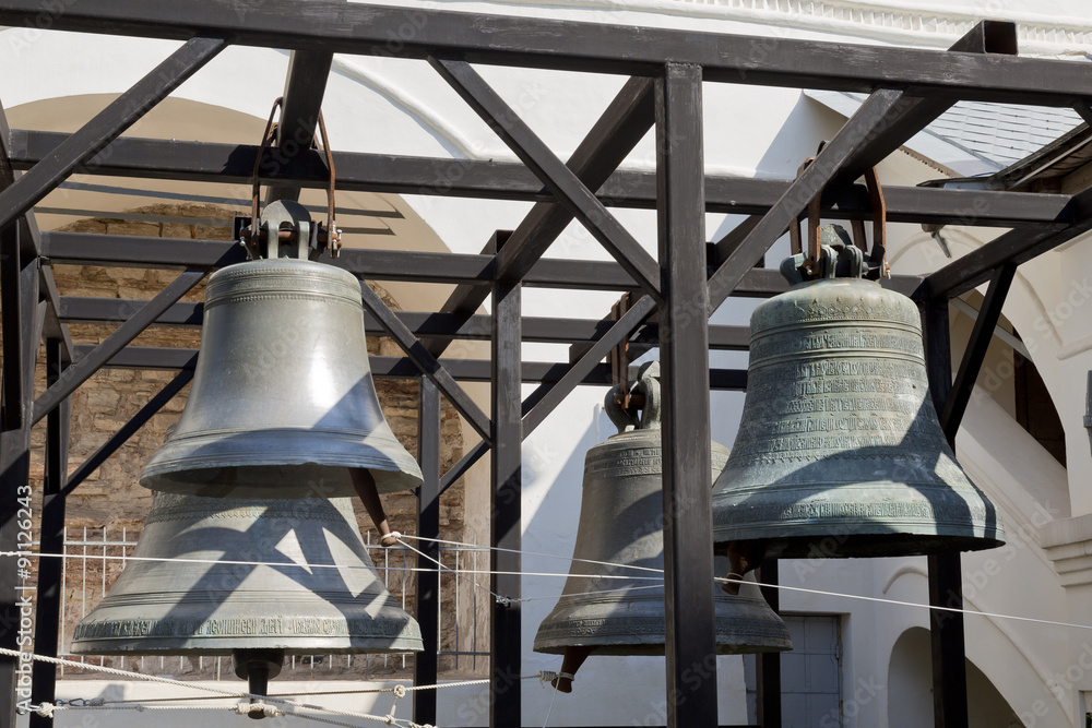 Bells at the foot of the belfry of St.Sopfia Cathedral, Veliky Novgorod