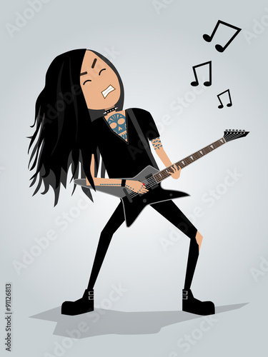 Guitar player. Metal. Editable vector illustration.