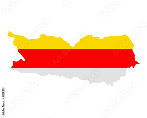 Karte und Fahne von Kärnten