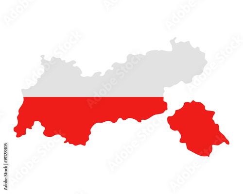 Karte und Fahne von Tirol