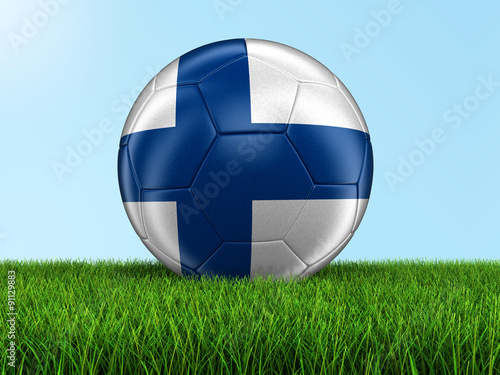 Soccer football with Finnish flag on grass. Image with clipping path