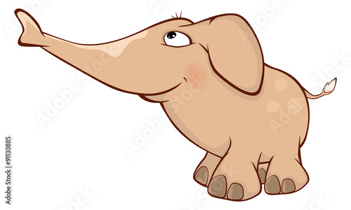 Cute elephant calf illustration. Cartoon
