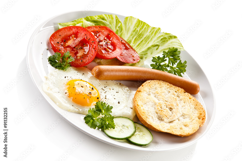 Breakfast - fried egg and sausage