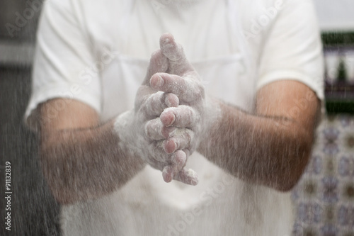 flour in my hands
