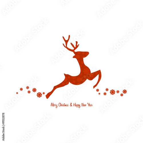 Christmas background with reindeer decorated, vintage style