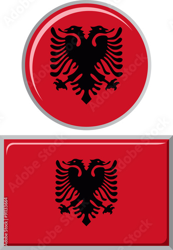 Albanian round and square icon flag. Vector illustration.