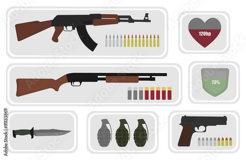 Army game resource set. No outline