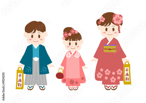 七五三参りの子供のイラスト