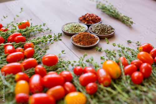 Overhead view of a delicious assortment of farm fresh vegetables