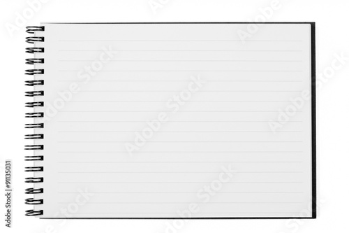 Blank Open Wide Notebook Isolated on White with Clipping Path