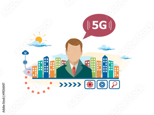 5G sign icon. Mobile telecommunications technology symbol and pe